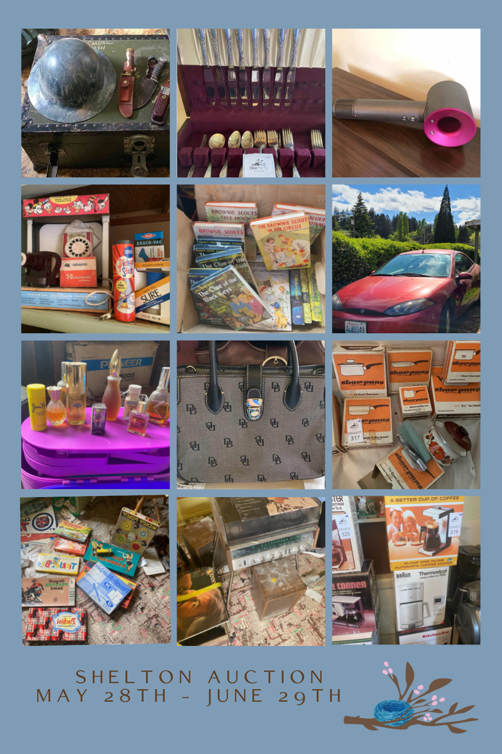 collage of items for sale in a Shelton Washington with Blue Nest Home