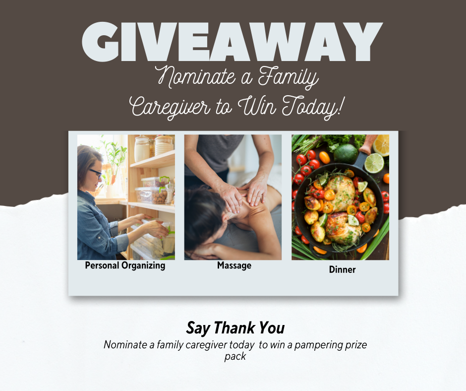 Family Caregiver giveaway for blue nest home . 