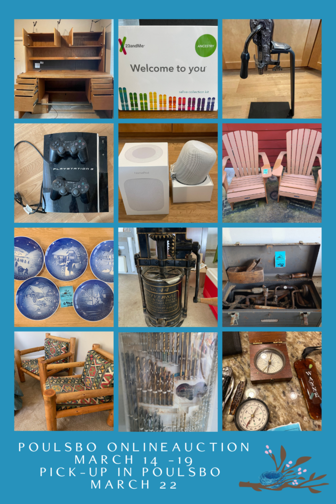 Poulsbo antique and home goods online auction with Blue Nest Home.