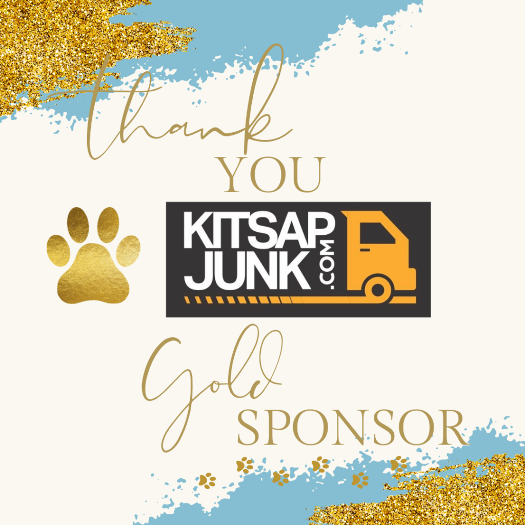 text saying thank you gold sponsor with Kitsap Junk logo, sponsor or Kitsap Humane Society clear-out
