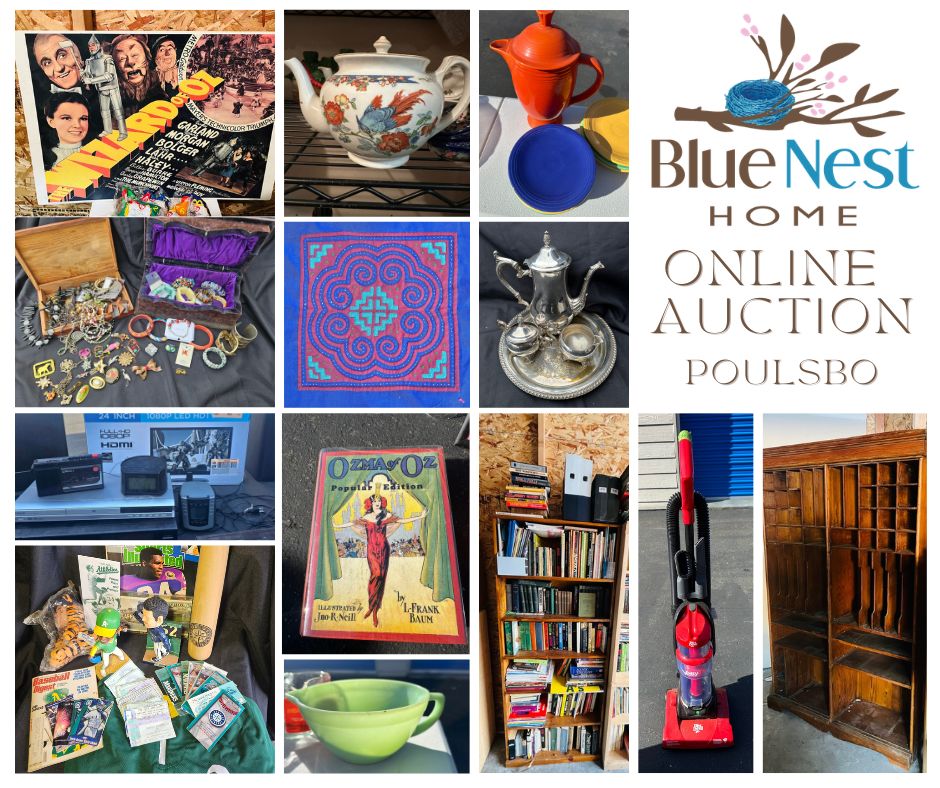 a collage of the blue nest home online auction in poulsbo